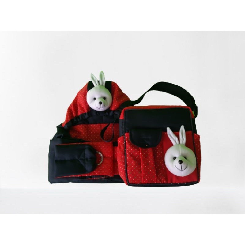 tas slempang perlengkapan bayi kecil dan gendongan topi kerut set