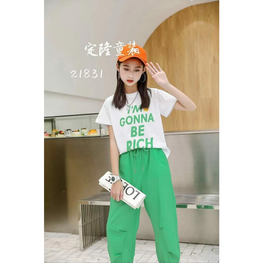 Setelan Baju Celana Joger Sebetis Anak Perempuan Rich Korea Style Import Premium Umur 8-11 Tahun
