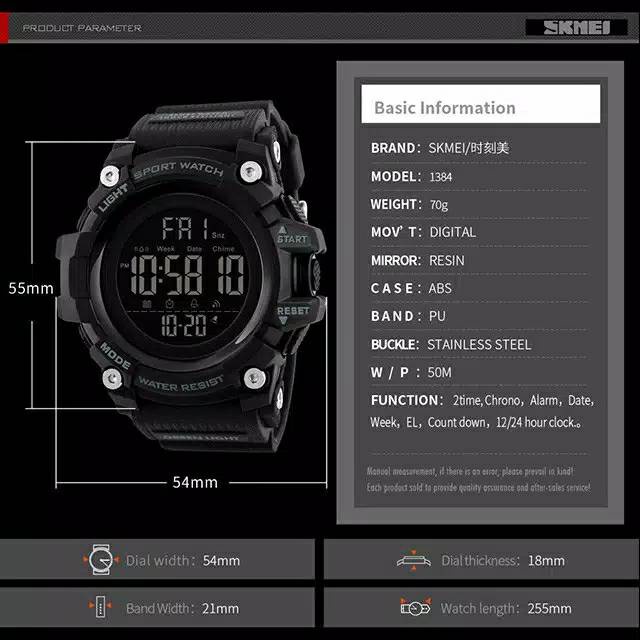 JAM TANGAN PRIA SKMEI 1384 ORIGINAL DIGITAL TIME WATERESISTAN 50ATM/JAM TANGAN SKMEI STRAP KARET LENTUR ANTI PATAH/SKMEI 1384 Jam Tangan Pria Digital Anti Air Dual Time WK-SBY