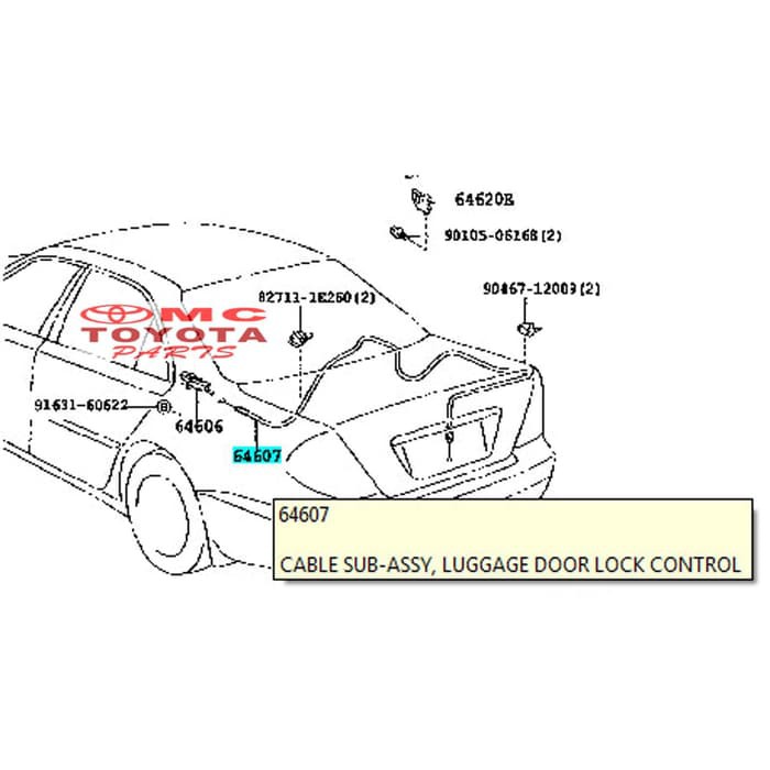 Kabel Tarikan Pembuka Tutup Bagasi Corolla Great Allnew 64607-12720