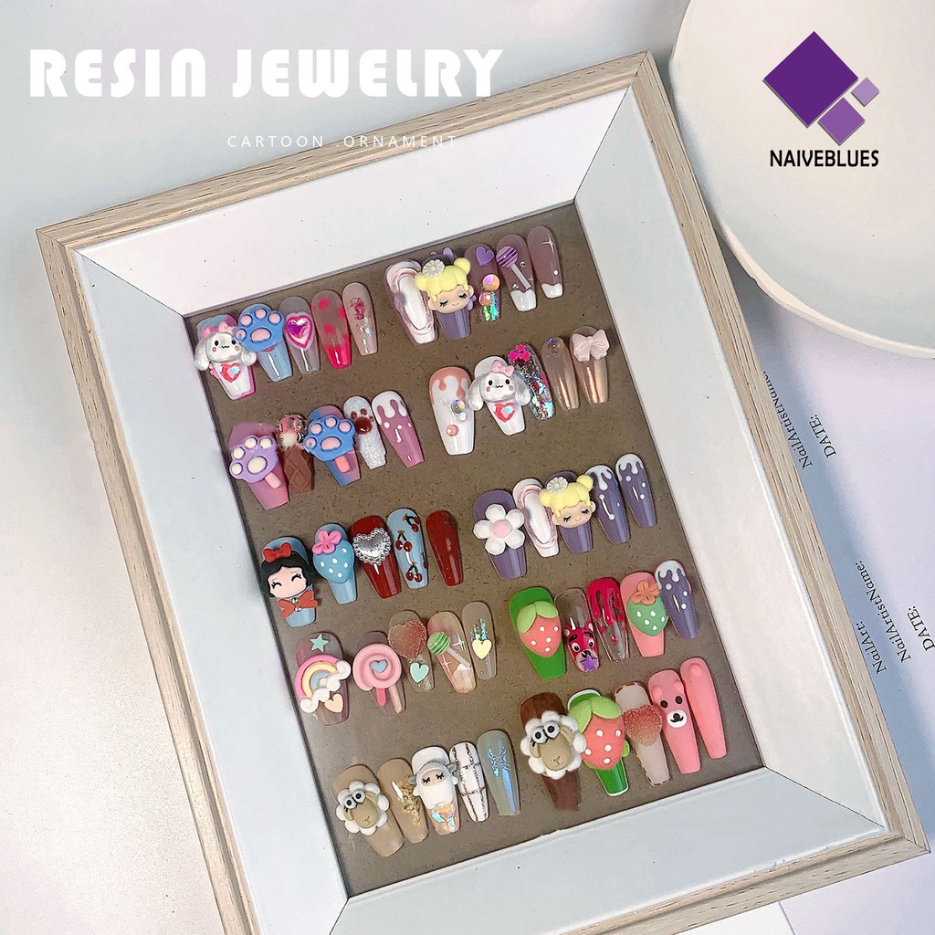 Naiveblue 20Pcs Charms Berlian Imitasi 3D Bahan Resin Tahan Air Untuk Dekorasi Nail Art