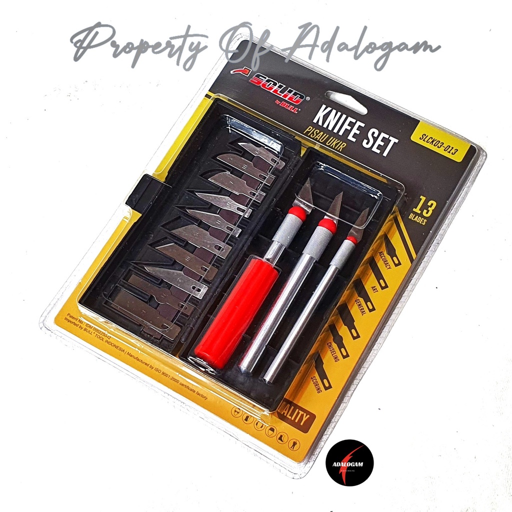 SOLID Hobby Knife Set 13 pcs - Pisau Ukir Pahat Kayu Set Cutter