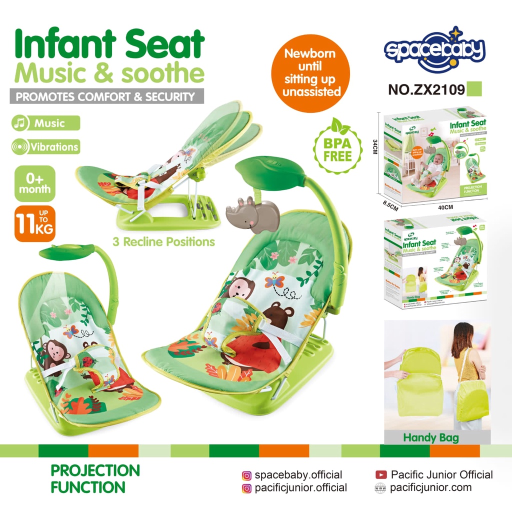 Spacebaby ZX 2109 Infant Seat Proyektor SB 2109 Kursi Goyang Tempat Duduk Anak Bayi Ayunan Bayi Musik ZX2109 SB2109 Space Baby Pacific