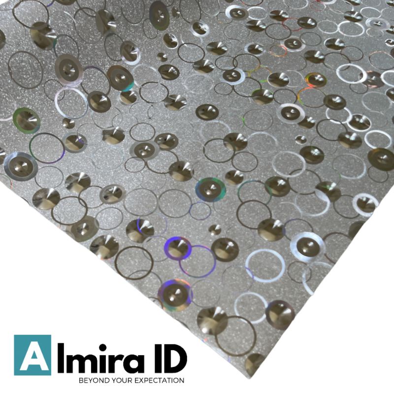 3D Glow Wallpaper Efek Menyala Berserat Bertekstur Walpaper Dinding Kaca Stiker DIY Emas Gold Silver Abu Bulat Cincin Spiral 50 x 90 cm Meteran Berkualitas Modern Lemari Rak Kitchen Set Dapur-Silver Ring