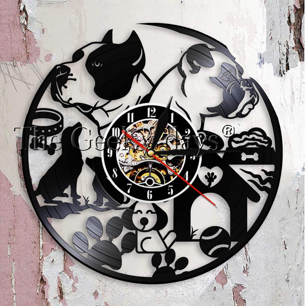 Free Ongkir I Love Dogs Dog Pet Shop Decorative Wall Clock Puppy Dog Breeds Vinyl Record Wall Clock Shopee Indonesia