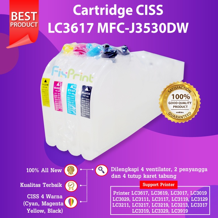 Cartridge Refillable MCISS LC3617 LC 3617 Brother MFC J3530DW J3530 Model Panjang