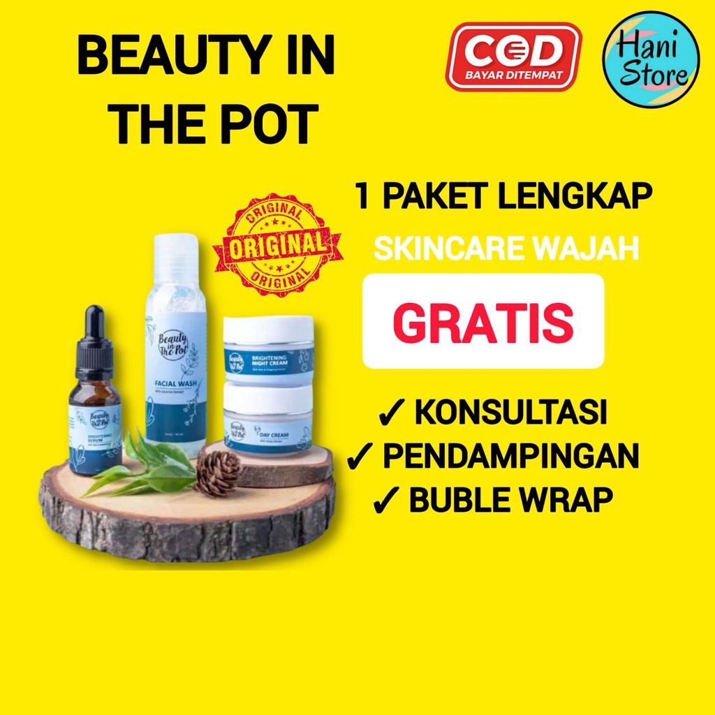 Beauty In The Pot 1 PAKET Skincare Brightening Day Night Krim Facial Wash Serum Mencerahkan Wajah BP