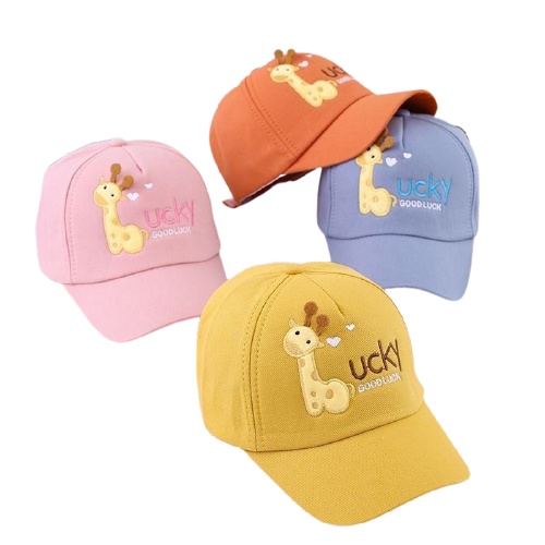 Topi Baseball Anak Laki Laki Perempuan Motif Giraffe Lucky Good Luck Usia 2-8 Tahun