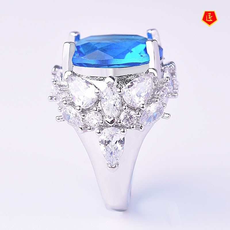 [Ready Stock]Sapphire Diamond Ring Ins Luxury Fashion