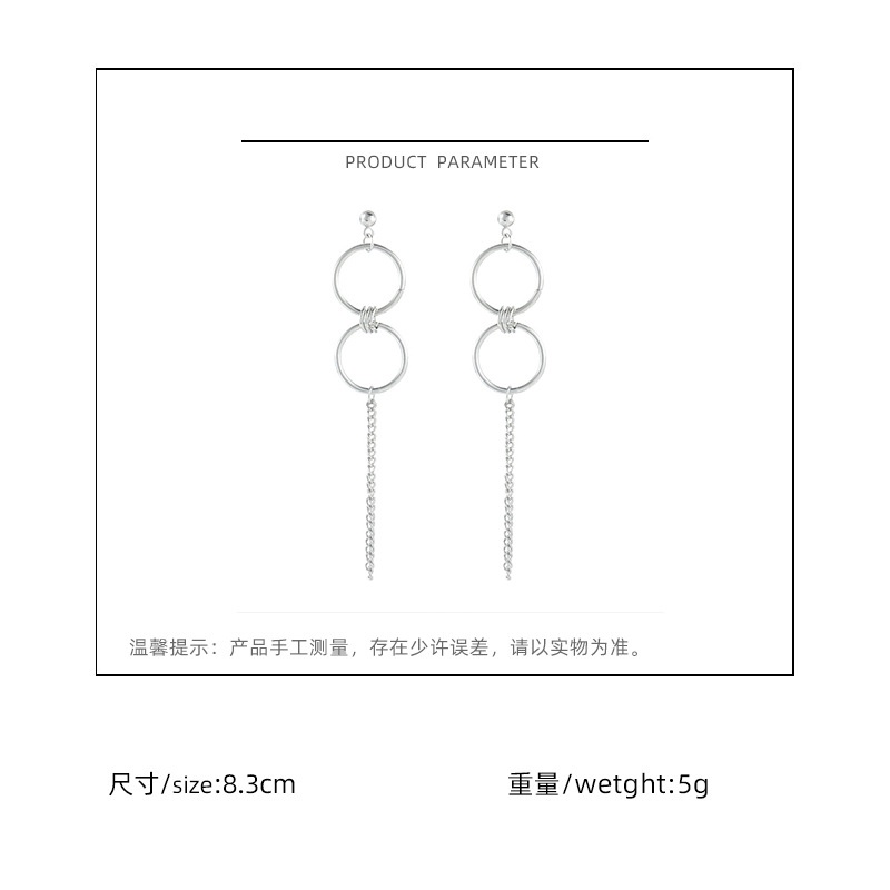 Korea Dongdaemun sederhana gaya dingin lingkaran anting-anting panjang elegan pribadi hip hop anting