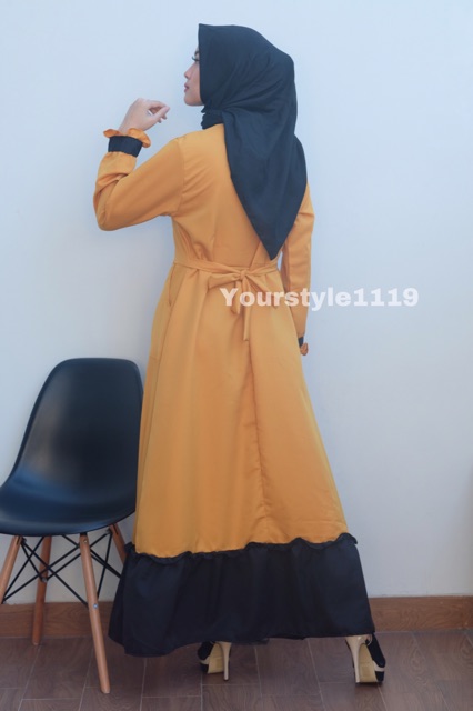 Gamis trendy LD 95cm fit to L sleting depan polos