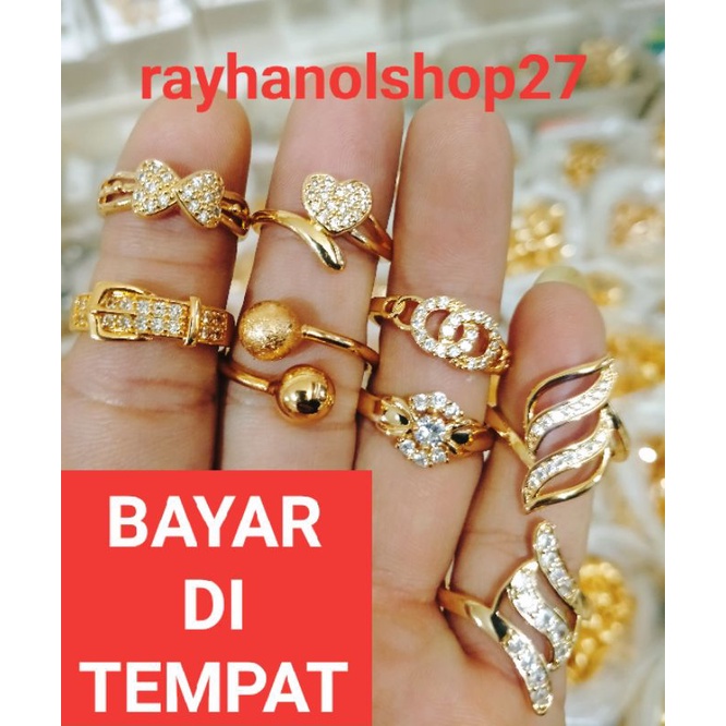 Terbaru cincin CICANDE Titanium lapis emas 22 K ANTI karat motif pilihan