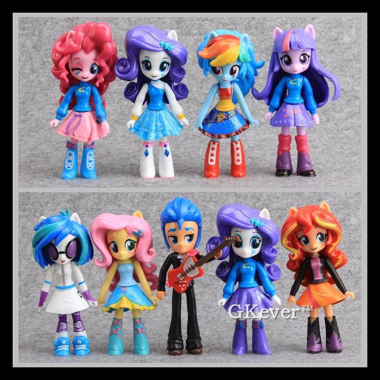 Action Figure / Mainan Miniatur My Little Pony Equestria Girls set isi 9 Rainbow Dash