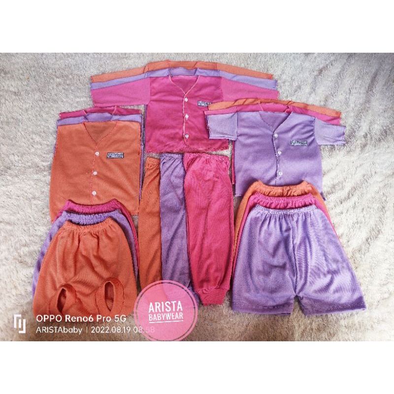 paket 18pcs/9stel baju+celana bayi SERI pink Salem ungu