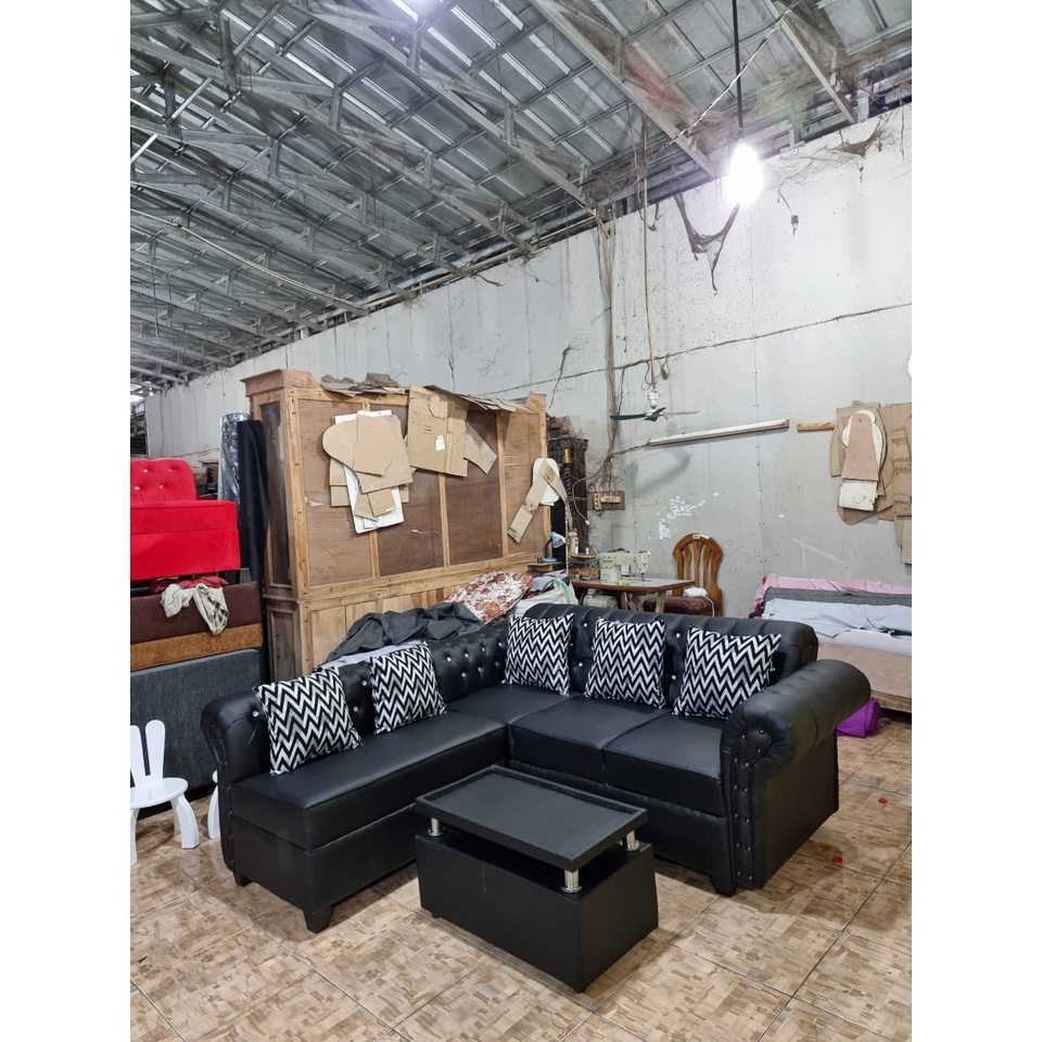 SOFA L KANCING SPON  / SOFA MINIMALIS KALEP