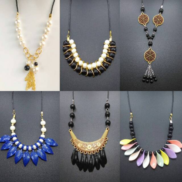 1 paket dapat 6 kalung aksesoris fashion cantik unik kalung kekinian