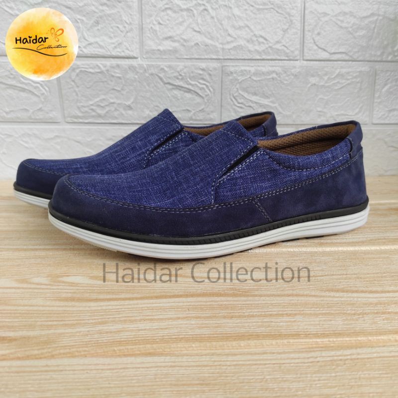 Sepatu Pria Kulit Suede Slip On Sintetis Premium Sol Karet Original Pengrajin