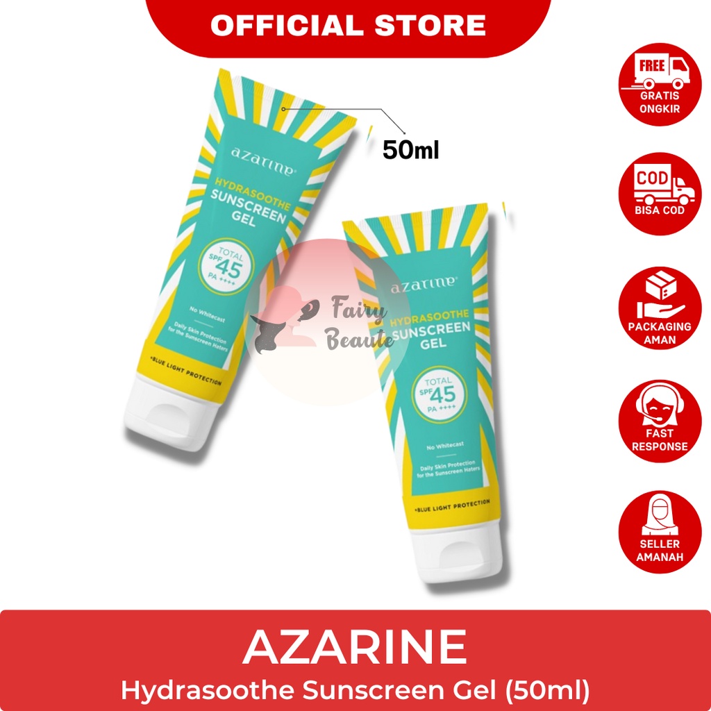 AZARINE Hydrasoothe Sunscreen Gel | Cicamide Barrier sunscreen moisturizer | Calm my acne sunscreen moisturizer | Hydrama