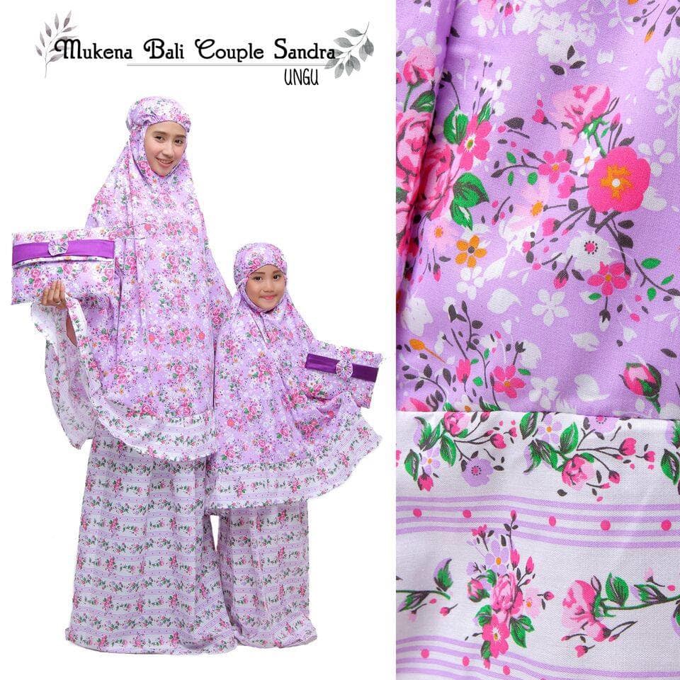 MUKENA COUPLE BALI SANDRA TAS PESTA UNGU IBU ANAK