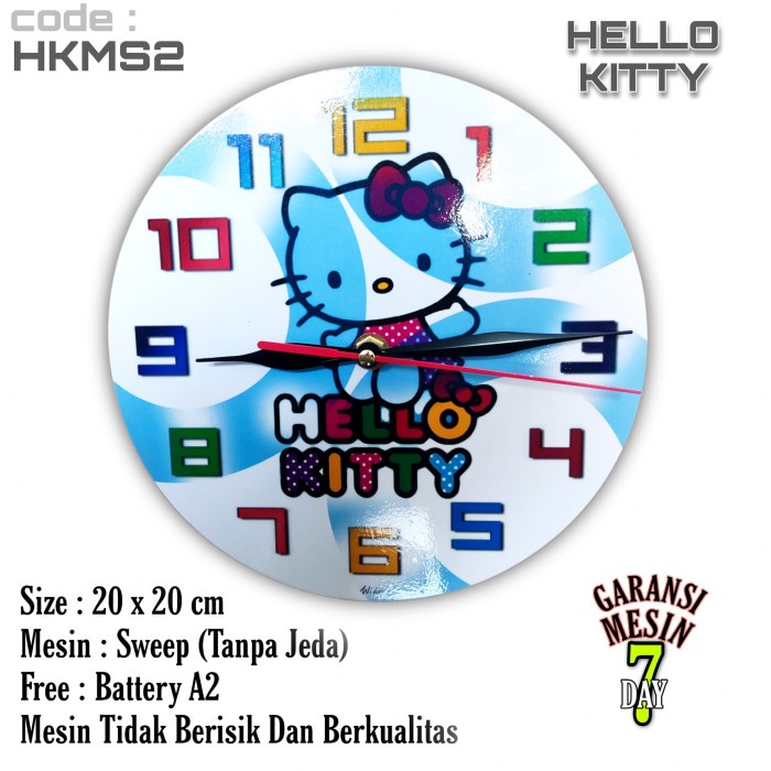 Jam Dinding KARTUN HELLO KITTY LUCU SWEPP MESIN HALUS TIDAK BERISIK