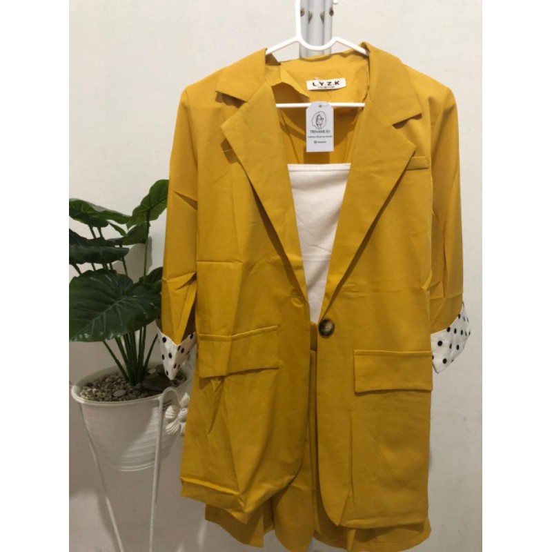 oneset one set blazer set celana pendek setelan baju celana setelan blazer