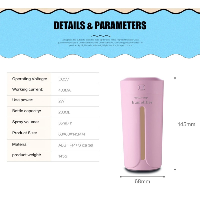 Grab medan Taffware Ultrasonic Air Humidifier Aromatherapy 230ml - HUMI SPT-001