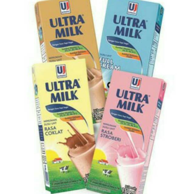 

susu ultra milk isi 250ml rasa cokelat/full cream/strawberry/mocca
