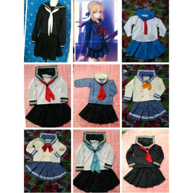 Sailor fuku/seragam sekolah jepang/baju cosplay/seifuku nezuko/shiro/kaguya/eriri