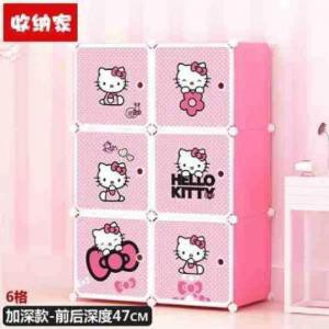 Lemari rak pakaian anak 6 kotak hellokitty lemari