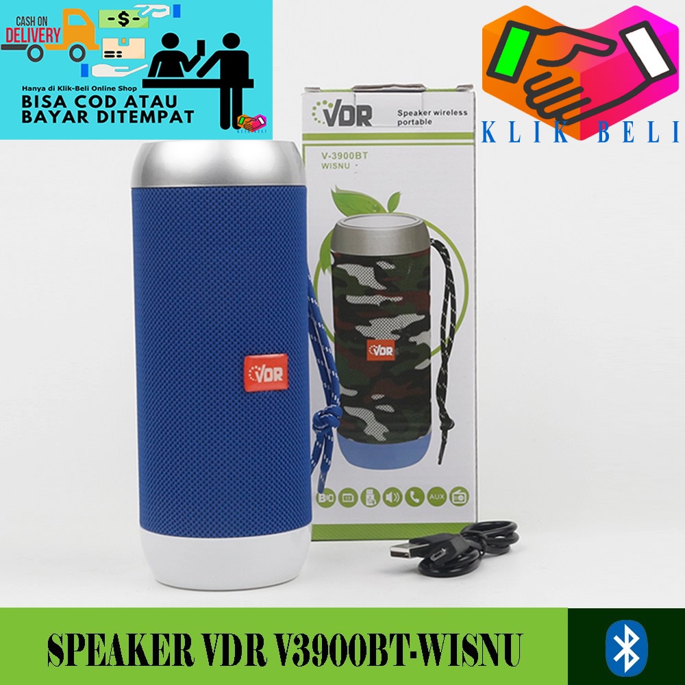 WISNU Speaker Wireless Bluetooth VDR V-3900BT FM Radio Portable USB