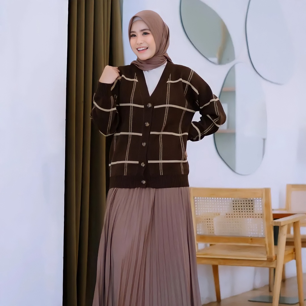 Jaket Sweater CARDIGAN RAJUT MITCHEL KNIT OVERSIZE Crope Button Cardy TEBAL Cardygan Korean Style Im