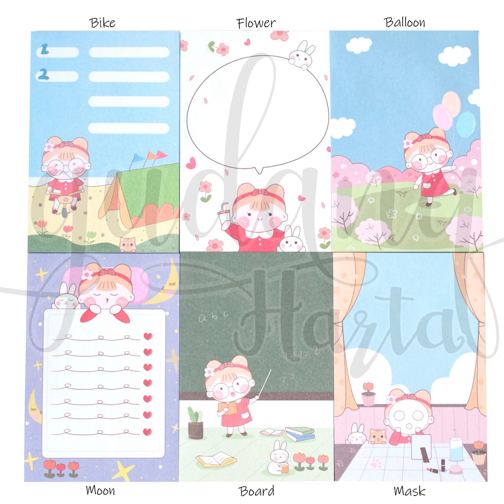 Sticky Notes Cewek Pirang Pipi Merah Lucu Memo DIY Scrapbook GH 301357