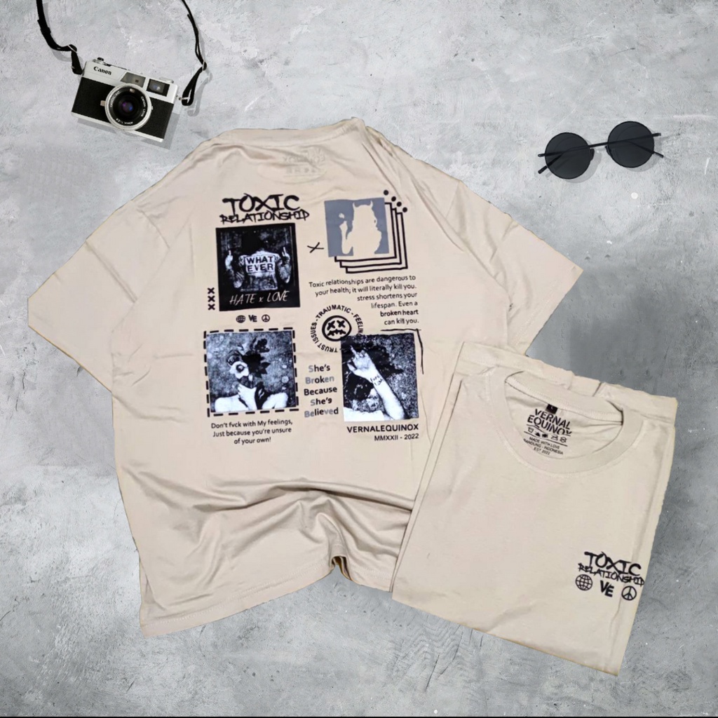 Kaos T-Shirt Toxic Relationship - Kaos Distro Pria & Wanita Krem Baju Sablon keren Produksi Bandung
