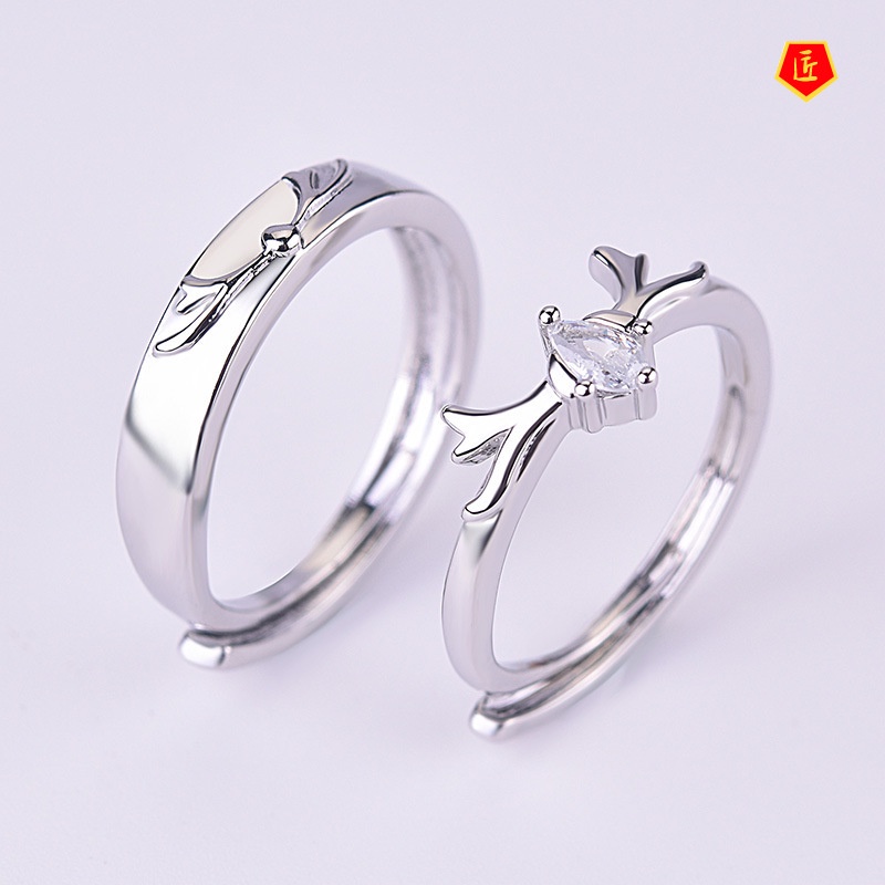 [Ready Stock]S925 Silver Fashion Simple Couple Ring Personality