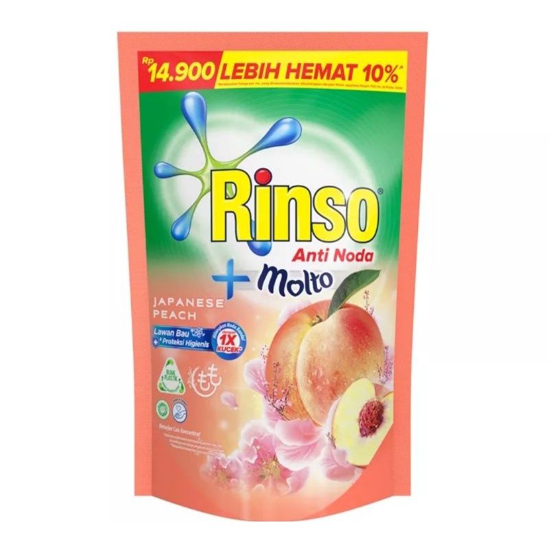Rinso Detergent Cair + Molto Japanese Peach 625ml