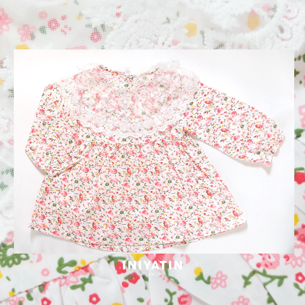 Peony / Dress anak perempuan import katun motif bunga bahan premium / 701/15B/B77/ Dress motif bunga