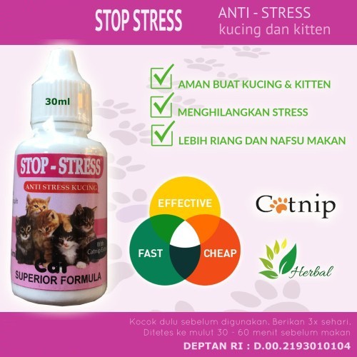 Stop Stress Cat Drop 30ml Extract Catnip Vitamin Anti Stress Kucing Cat Kitten 30 ml