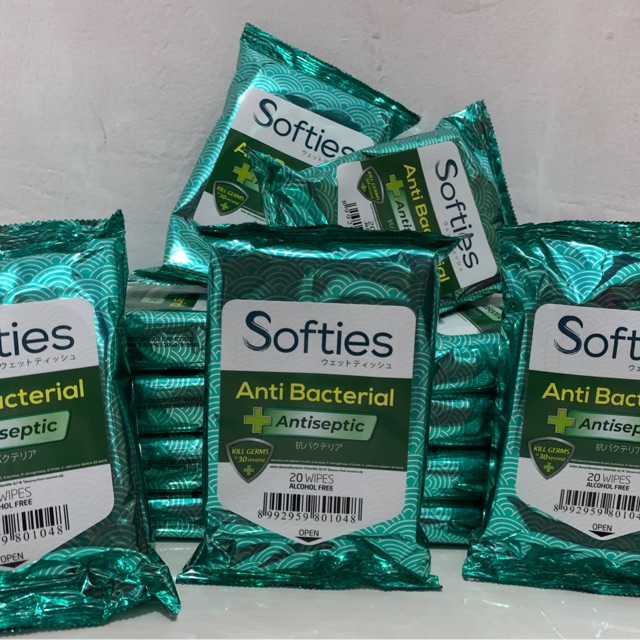 Softies Wet Wipes Anti Bacterial //  Tissue basah Antiseptic