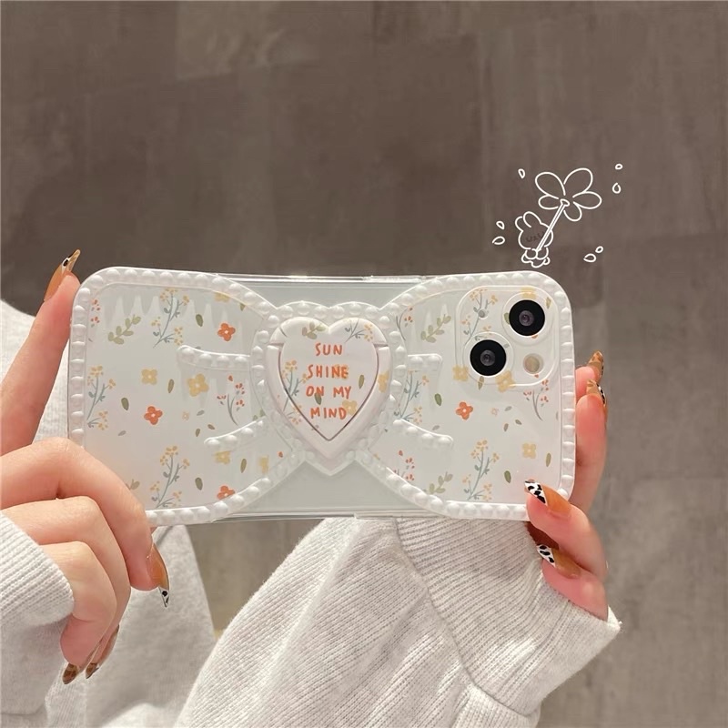 White Flower Bow Softcase Casing iphone XS XS Max XR 11 Pro Max 12 Pro Max 13 Pro Max