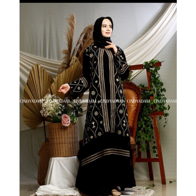 GAMIS ABAYA HITAM BORDIR // GAMIS ABAYA TURKIR BORDIR // GAMIS ABAYA EKSLISIVE