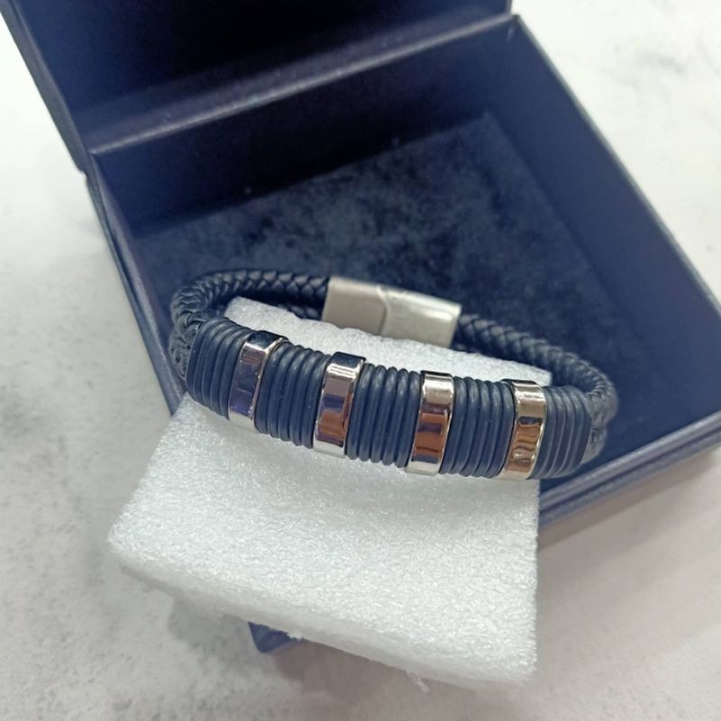 Gelang Tangan Montblanc Black Silver Gelang Tangan Pria Premium Impor