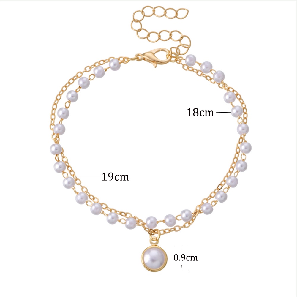 Gelang Rantai Mutiara Double Layer Gaya Korea Untuk Wanita