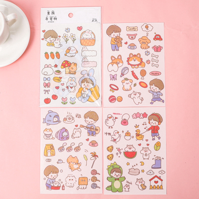 Mohamm 4pcs Stiker Qing He Zi Original Diy Untuk Dekorasi Scrapbook/Sekolah-A