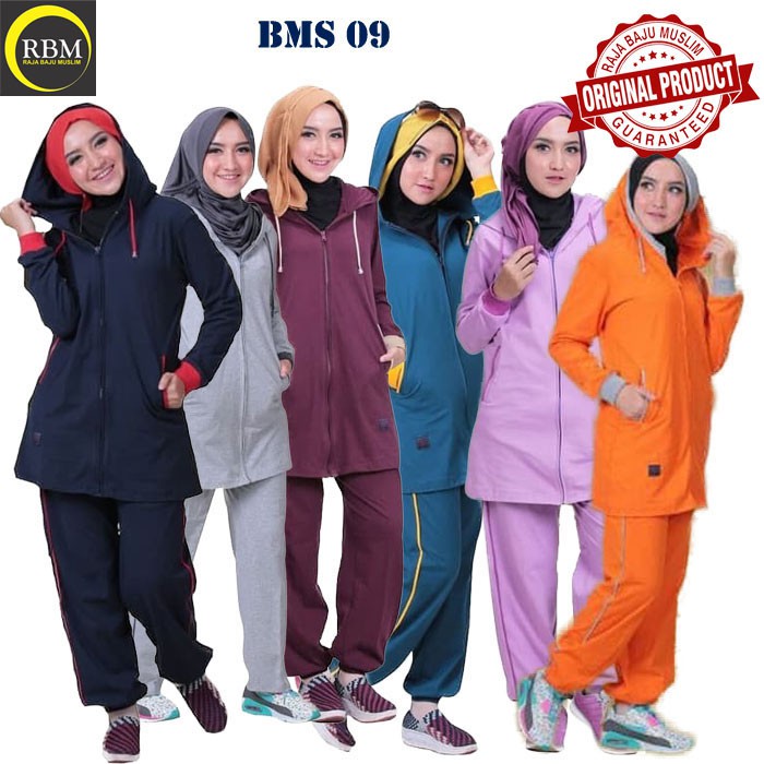  Baju  Kaos  Olahraga  Katun Wanita  Trendy Muslimah BMS 09 