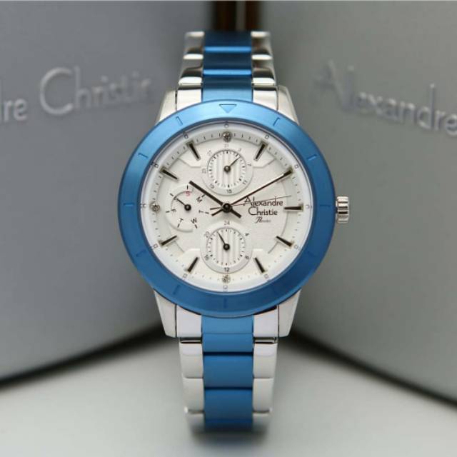 jam tangan wanita Alexandre Christie AC 2823 silver blue
