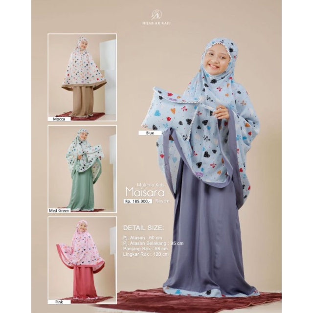 Mukena anak bahan rayon Mukena maisara Kids | Mukena motif rayon anak terbaru