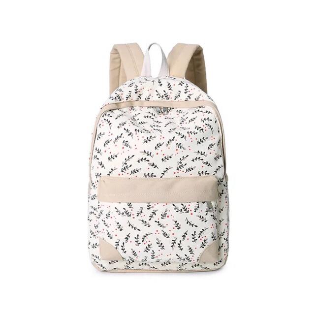 Tas Ransel Wanita import Backpack Fashion Bag Anak Tas sekolah Remaja-Krem