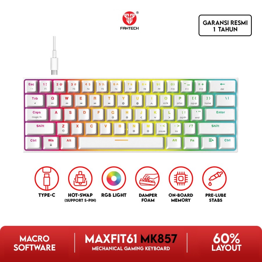 FANTECH MAXFIT61 MK857 60% MECHANICAL KEYBOARD GAMING MAXFIT 61 MK 857