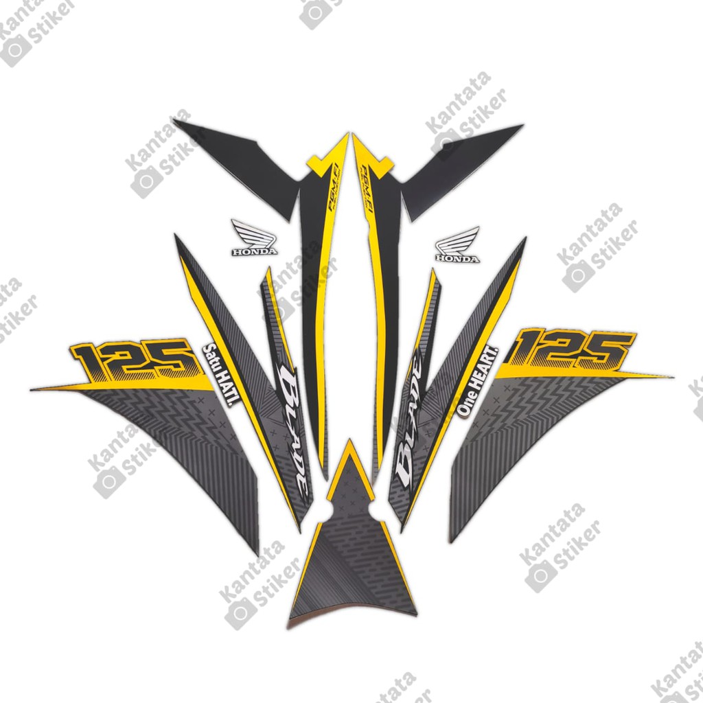 stiker striping motor honda blade 125 FI 2016 hitam kuning