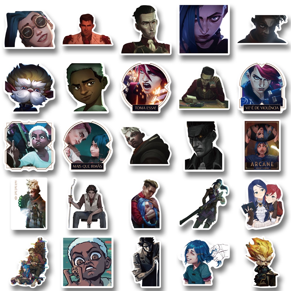 50 Pcs Stiker Motif Kartun League of Legends Arcane Tahan Air Untuk Dekorasi Komputer